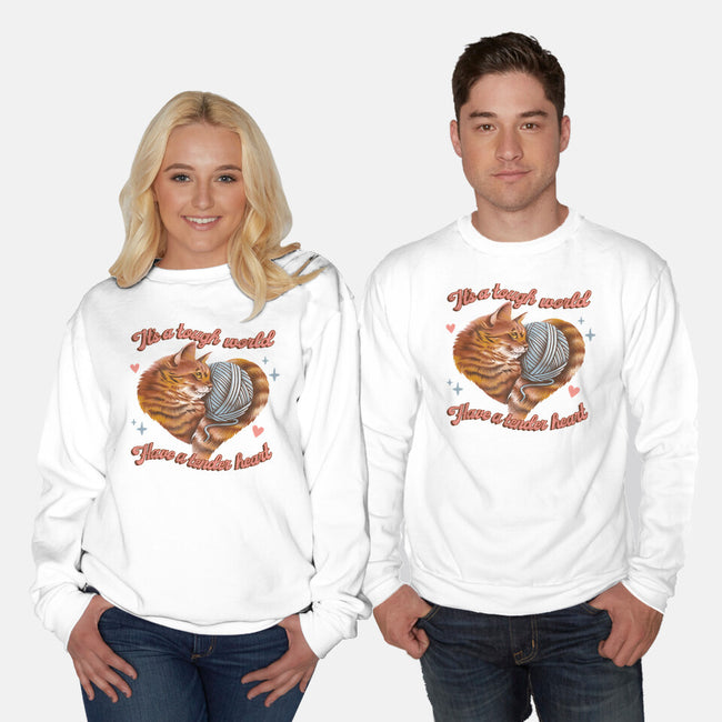 Tender Heart Cat-Unisex-Crew Neck-Sweatshirt-dandingeroz