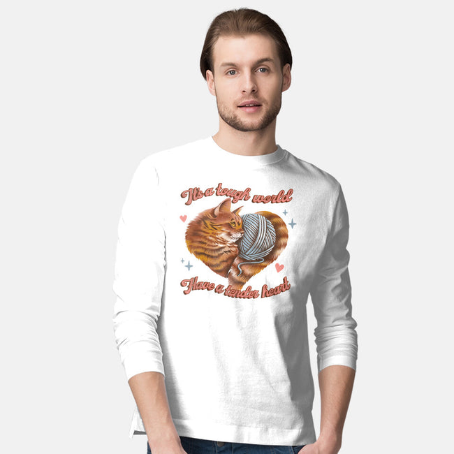 Tender Heart Cat-Mens-Long Sleeved-Tee-dandingeroz