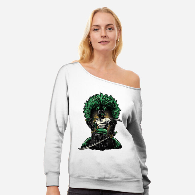 Pirate Hunter Fury-Womens-Off Shoulder-Sweatshirt-glitchygorilla