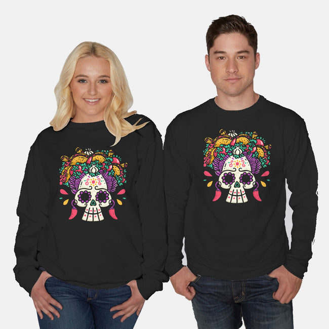 Frida Taco-Unisex-Crew Neck-Sweatshirt-Wenceslao A Romero