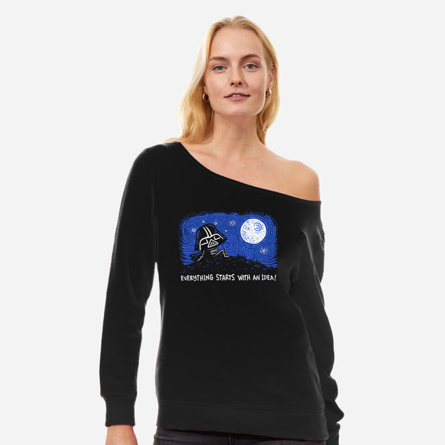 Everything Starts With An Idea-Womens-Off Shoulder-Sweatshirt-Wenceslao A Romero