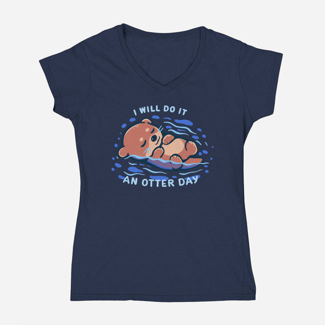 An Otter Day-Womens-V-Neck-Tee-TechraNova