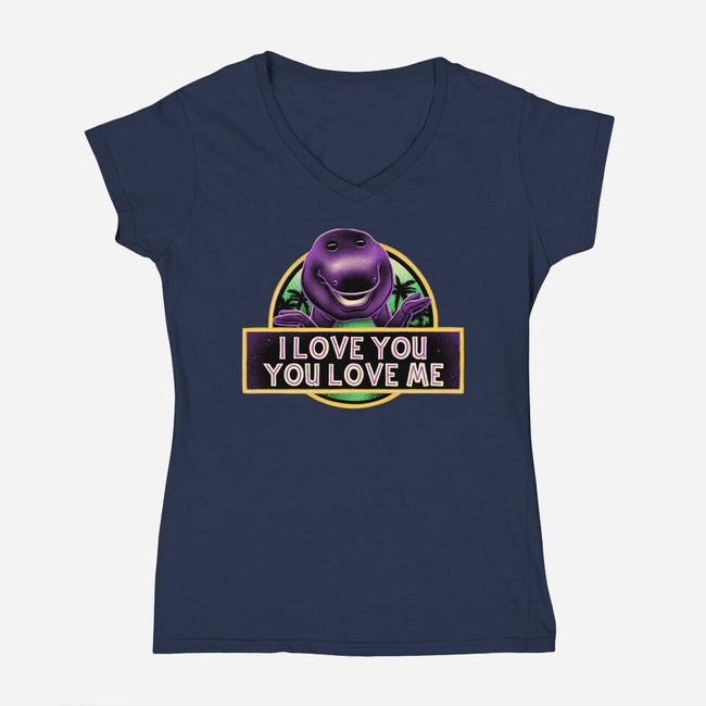 Purple Friend-Womens-V-Neck-Tee-glitchygorilla