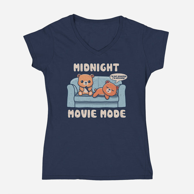 Midnight Movie Mode-Womens-V-Neck-Tee-NMdesign