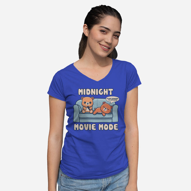 Midnight Movie Mode-Womens-V-Neck-Tee-NMdesign