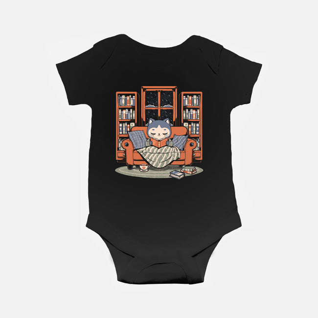 Cozy Book Winter Cat-Baby-Basic-Onesie-Studio Mootant