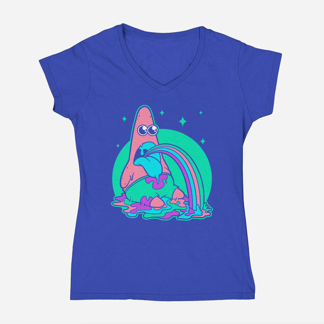 Star Cartoon Psychedelic-Womens-V-Neck-Tee-Studio Mootant