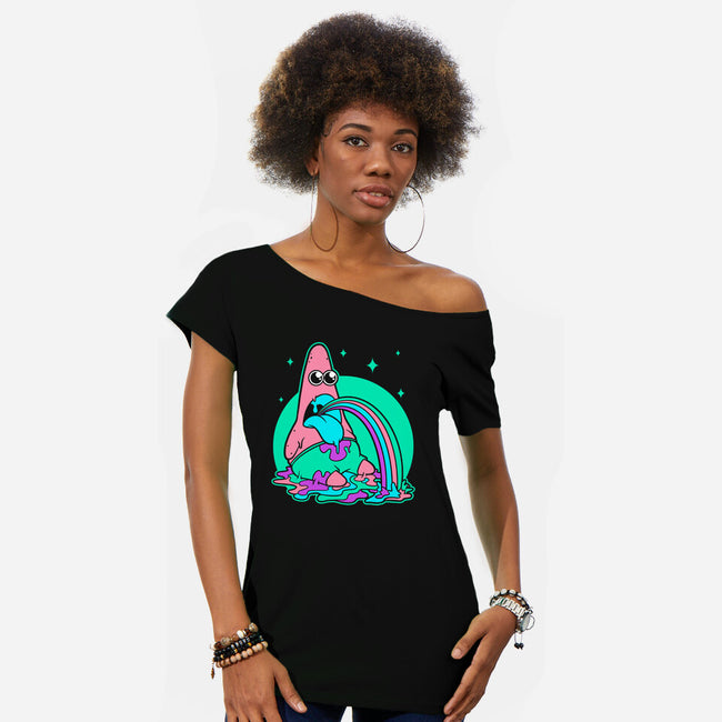 Star Cartoon Psychedelic-Womens-Off Shoulder-Tee-Studio Mootant