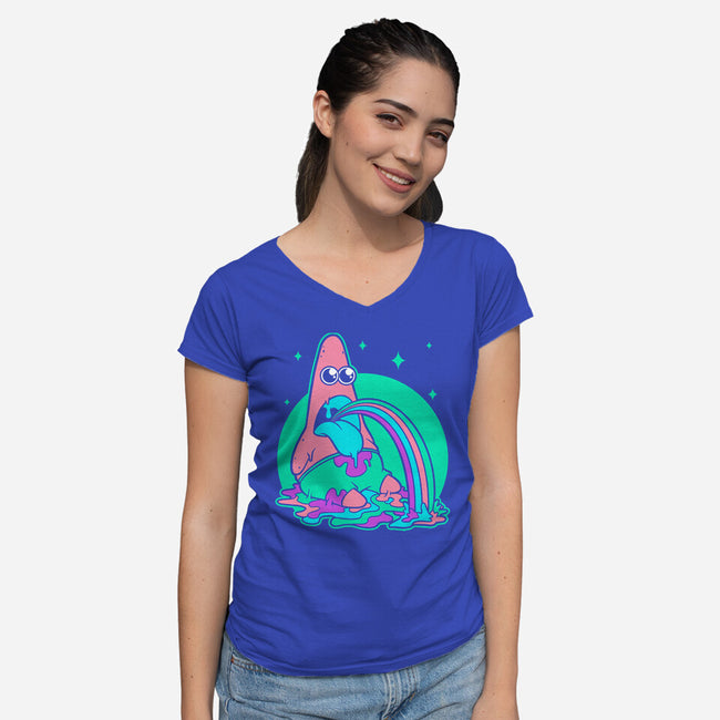 Star Cartoon Psychedelic-Womens-V-Neck-Tee-Studio Mootant