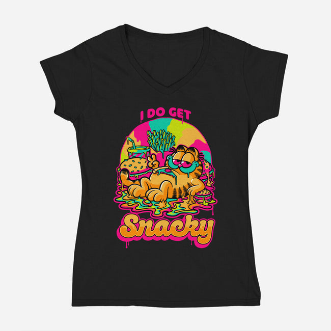 Cat Psychedelic Food Trip-Womens-V-Neck-Tee-Studio Mootant