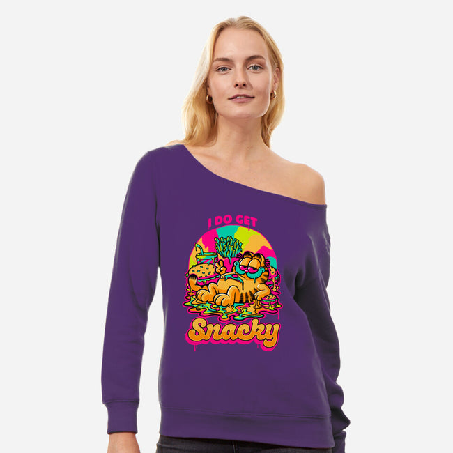 Cat Psychedelic Food Trip-Womens-Off Shoulder-Sweatshirt-Studio Mootant