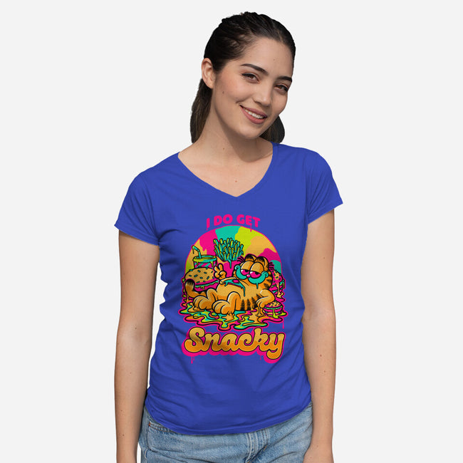 Cat Psychedelic Food Trip-Womens-V-Neck-Tee-Studio Mootant