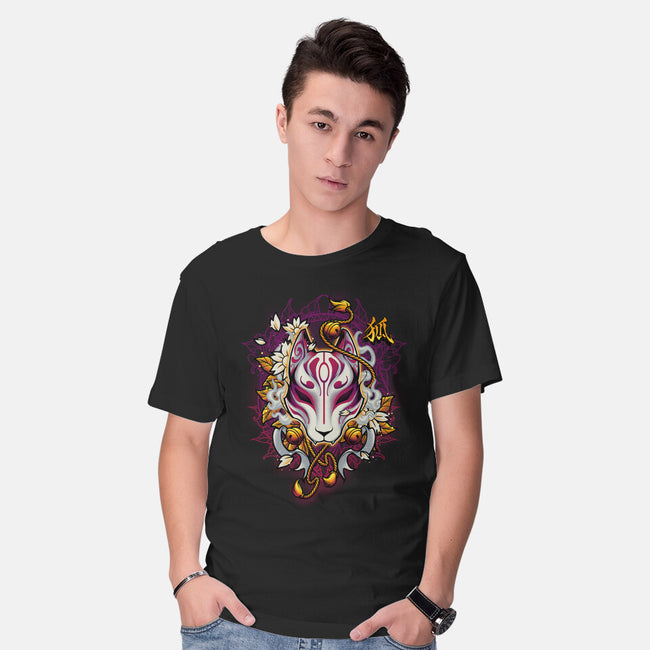 Kitsune Fox Spirit Mask-Mens-Basic-Tee-Angoes25