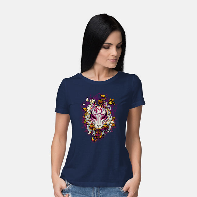 Kitsune Fox Spirit Mask-Womens-Basic-Tee-Angoes25