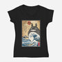 My Neighbor In Japan Woodblock-Womens-V-Neck-Tee-DrMonekers