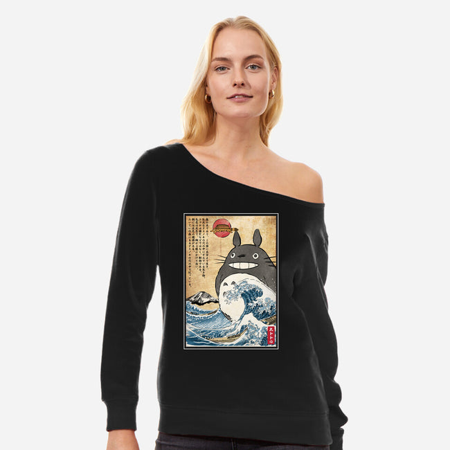 My Neighbor In Japan Woodblock-Womens-Off Shoulder-Sweatshirt-DrMonekers