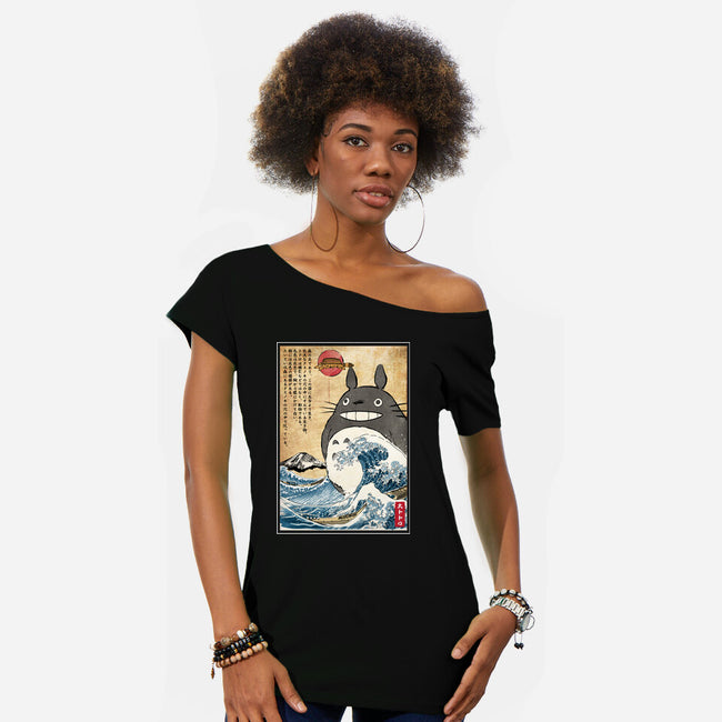 My Neighbor In Japan Woodblock-Womens-Off Shoulder-Tee-DrMonekers