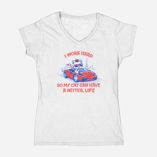 My Cat Can Have A Better Life-Womens-V-Neck-Tee-worlddominationforcats