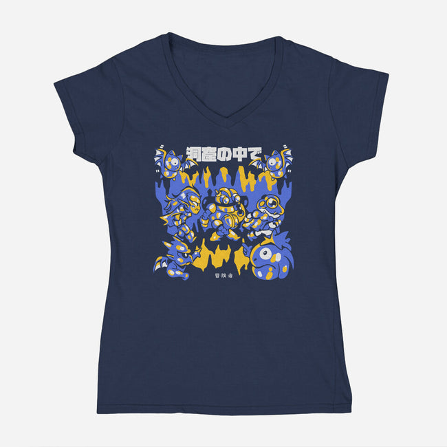 Walking The Cave-Womens-V-Neck-Tee-Sketchdemao