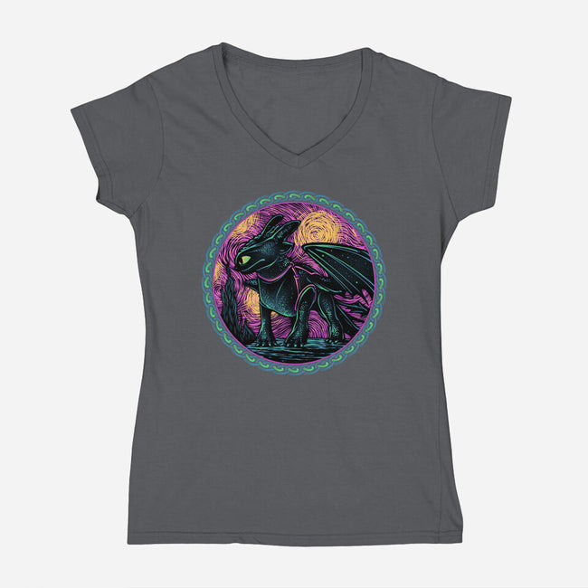 Fury Of The Night Sky-Womens-V-Neck-Tee-glitchygorilla