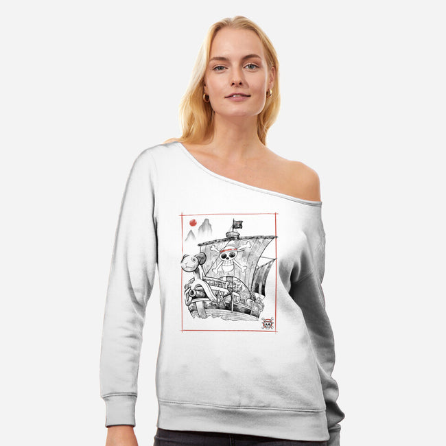 Going Merry Sumi-E-Womens-Off Shoulder-Sweatshirt-Astrobot Invention