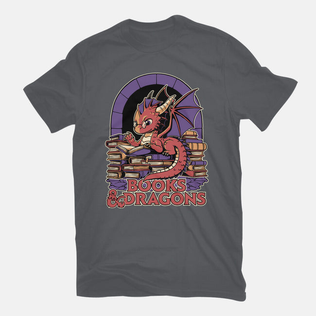 Books And Dragons-Unisex-Basic-Tee-Studio Mootant