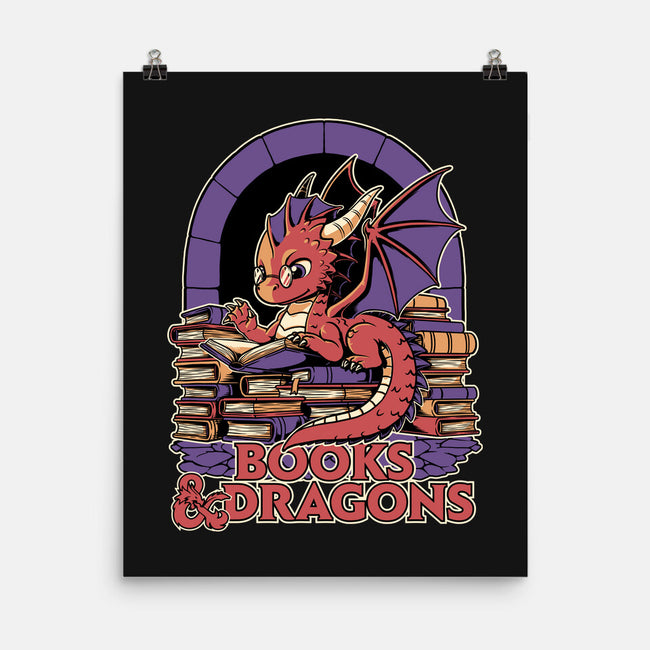 Books And Dragons-None-Matte-Poster-Studio Mootant