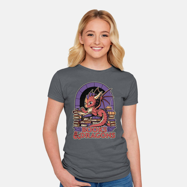 Books And Dragons-Womens-Fitted-Tee-Studio Mootant