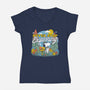 Beagle Wilderness Exploration-Womens-V-Neck-Tee-Studio Mootant