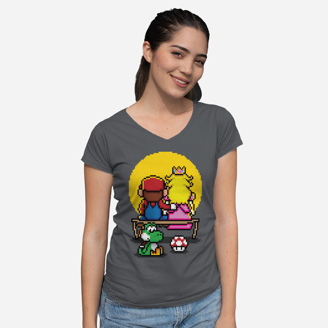 Pixel Love-Womens-V-Neck-Tee-jrberger