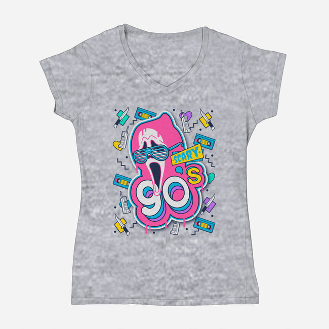 Scary 90s-Womens-V-Neck-Tee-Getsousa!