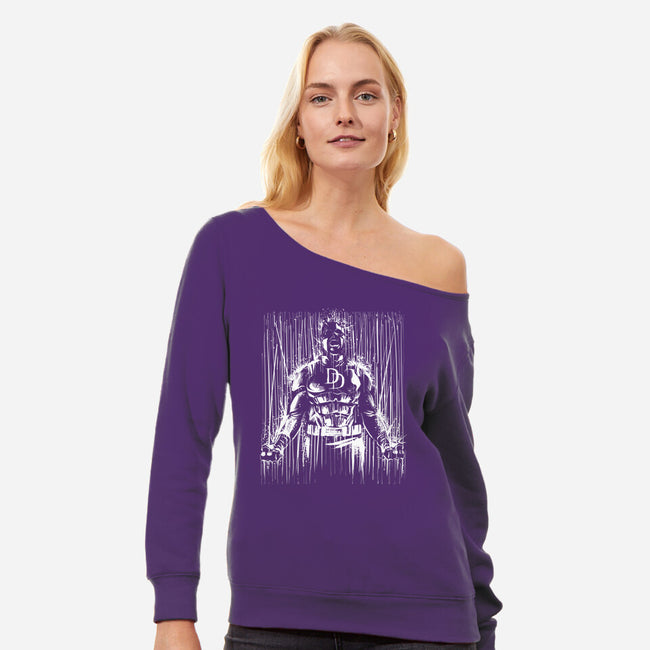 The Devil In The Rain-Womens-Off Shoulder-Sweatshirt-zascanauta