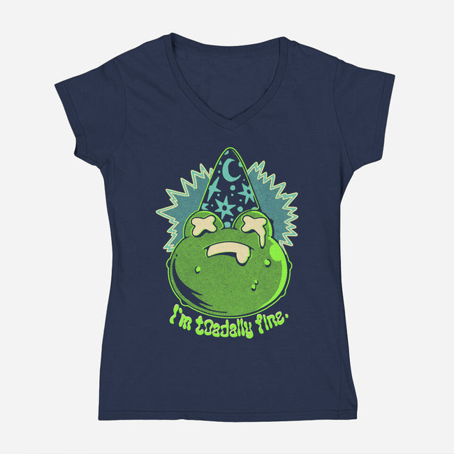 I'm Toadally Fine-Womens-V-Neck-Tee-ilustrata