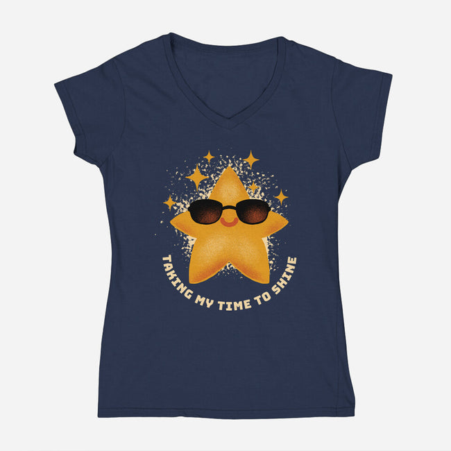 Taking My Time To Shine-Womens-V-Neck-Tee-FunkVampire