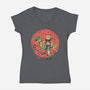 Raptor Catana Meowster-Womens-V-Neck-Tee-vp021