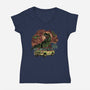 Dino Expedition-Womens-V-Neck-Tee-glitchygorilla