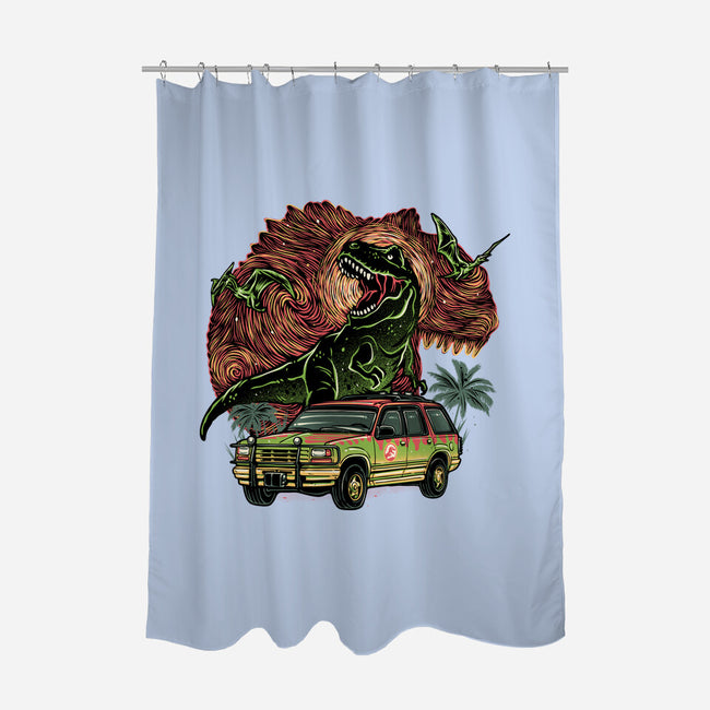 Dino Expedition-None-Polyester-Shower Curtain-glitchygorilla