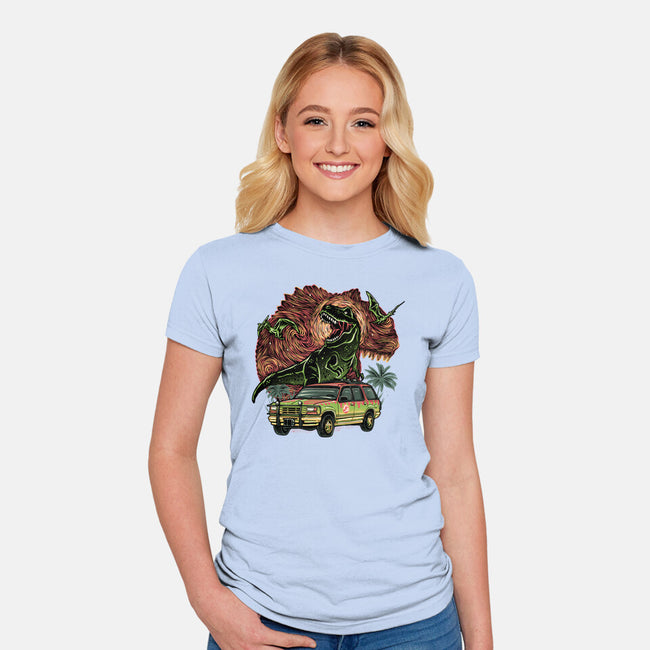 Dino Expedition-Womens-Fitted-Tee-glitchygorilla