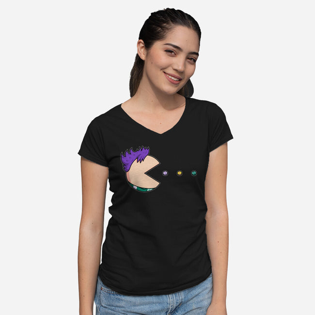 Pill-Man-Womens-V-Neck-Tee-Raffiti