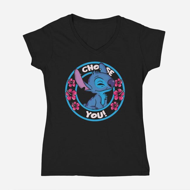 I Choose You Stitch-Womens-V-Neck-Tee-turborat14