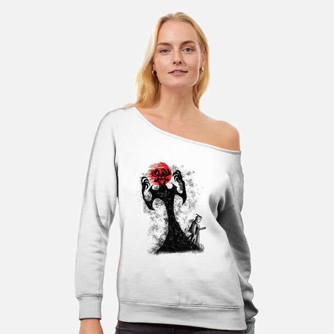 Ink Demon-Womens-Off Shoulder-Sweatshirt-nickzzarto