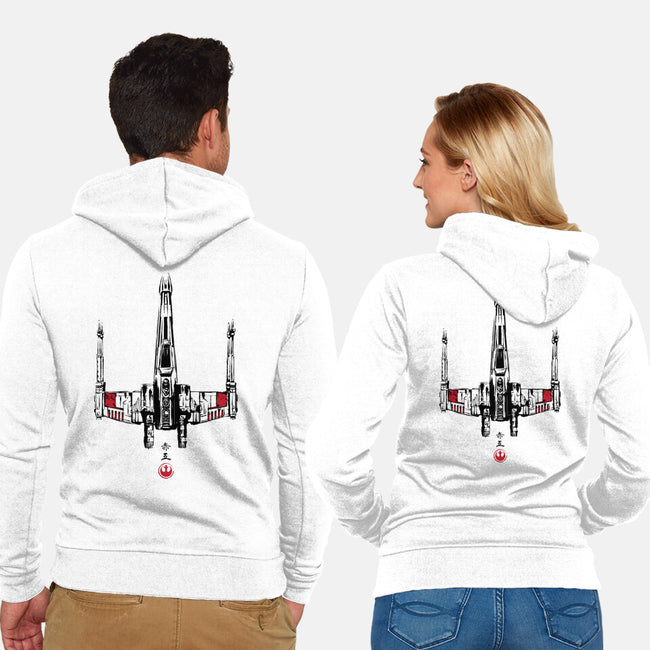 Red Five Sumi-e-Unisex-Zip-Up-Sweatshirt-DrMonekers