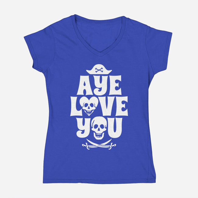 Aye Love You-Womens-V-Neck-Tee-Boggs Nicolas