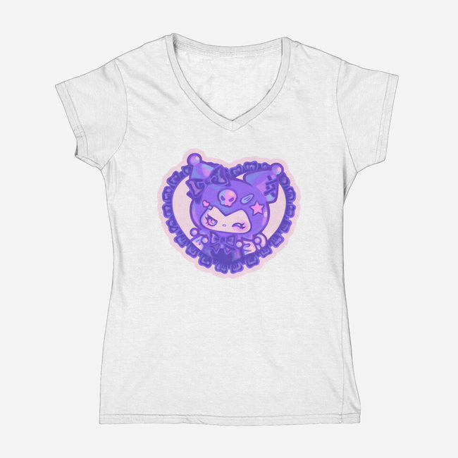 Love Kuromi-Womens-V-Neck-Tee-Panchi Art