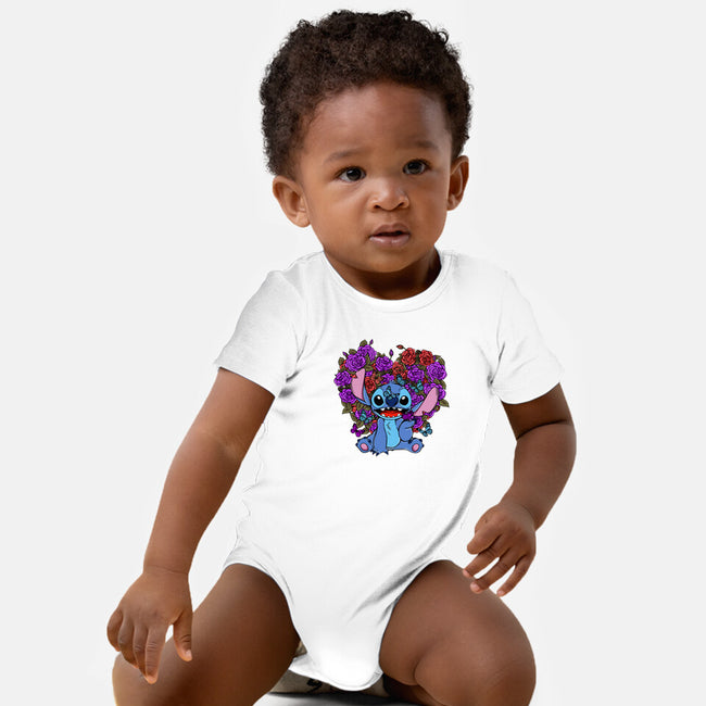 Stitch With Butterfly-Baby-Basic-Onesie-Superblitz