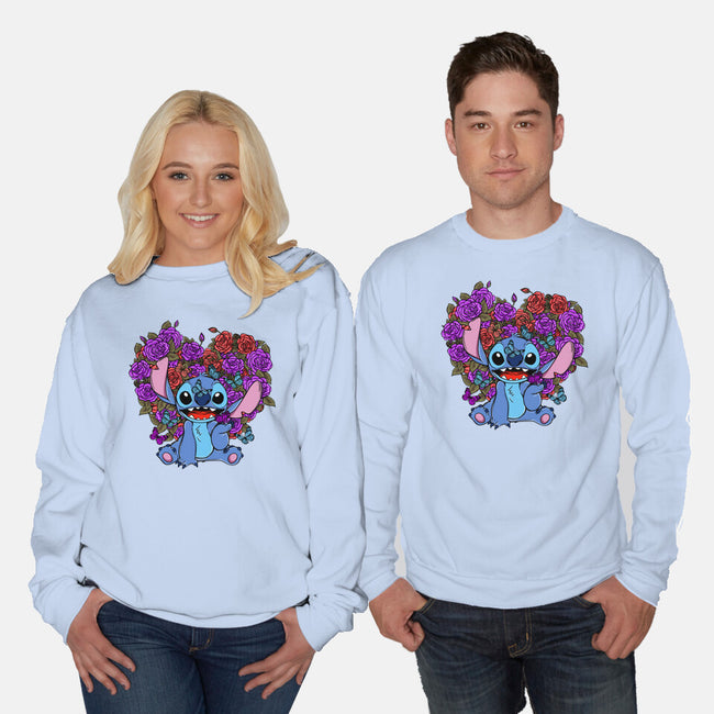 Stitch With Butterfly-Unisex-Crew Neck-Sweatshirt-Superblitz