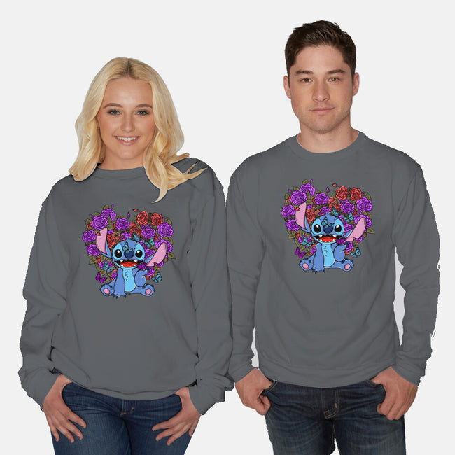 Stitch With Butterfly-Unisex-Crew Neck-Sweatshirt-Superblitz