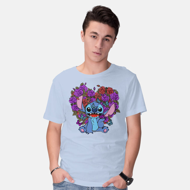 Stitch With Butterfly-Mens-Basic-Tee-Superblitz