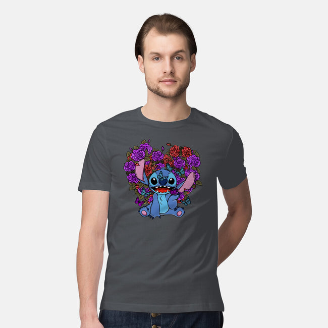 Stitch With Butterfly-Mens-Premium-Tee-Superblitz