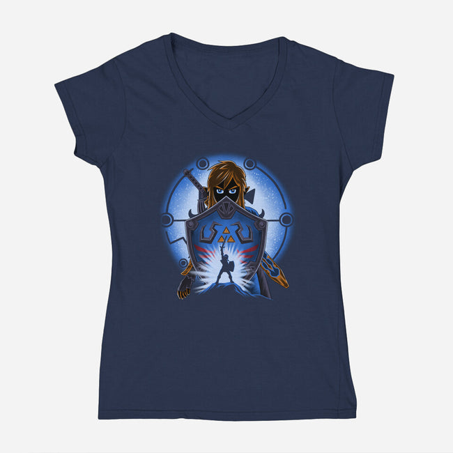 Legendary Shield-Womens-V-Neck-Tee-rmatix